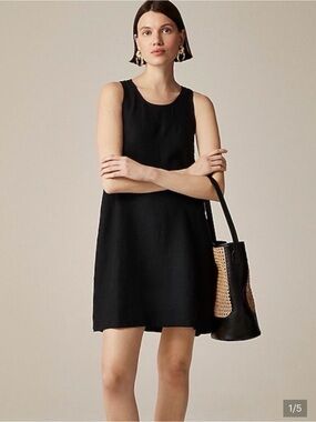 J.Crew Black 100% Linen Shift Dress NWT Sleeveless Pockets Quiet Luxury Size M